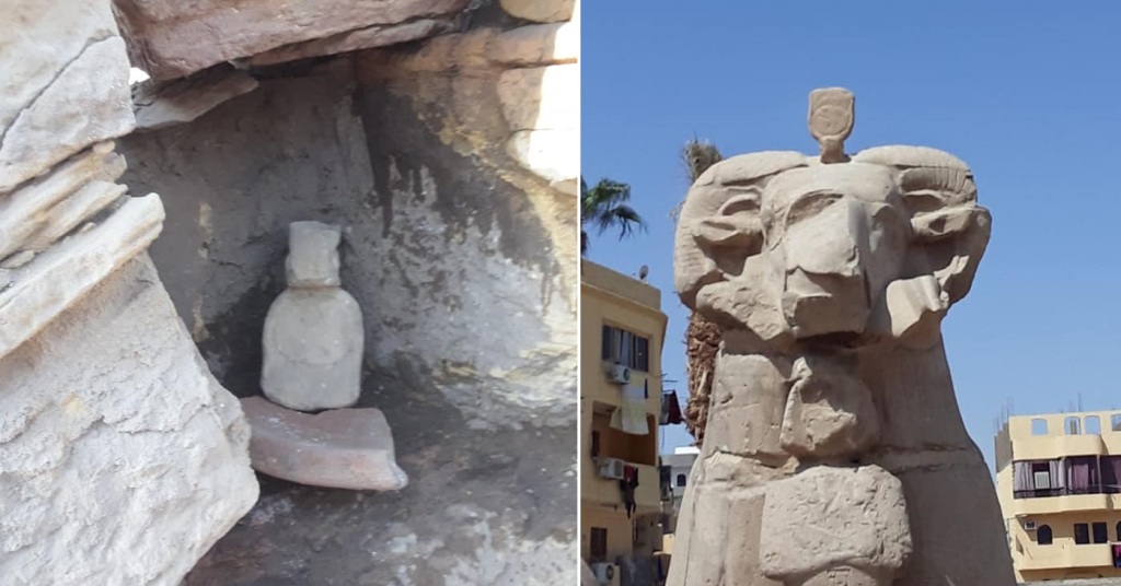 Scoperte tre teste d'ariete nel Viale delle Sfingi di Luxor - Djed Medu